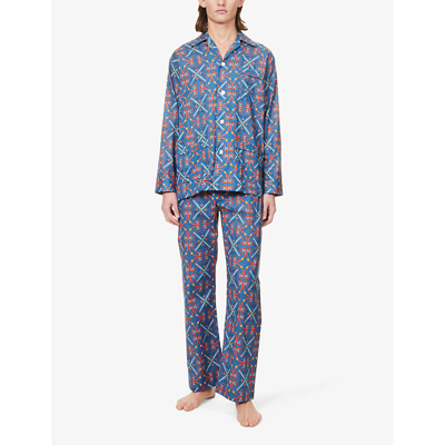 Shop Derek Rose Men's Multi Ledbury Geometric-print Cotton Pyjama Set