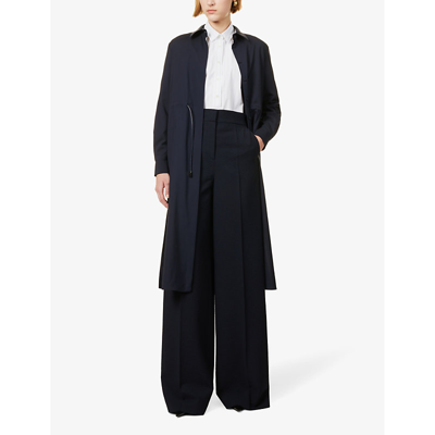 Shop Max Mara Womens  Cervo Wide-leg Mid-rise Wool-blend Trousers In Ultramarine