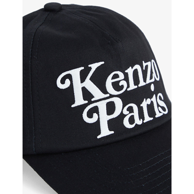 Shop Kenzo Black X Verdy Brand-embroidered Cotton-canvas Cap