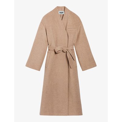 Shop Claudie Pierlot Women's Naturels Oversized Extra Wide-sleeve Felted-wool Coat