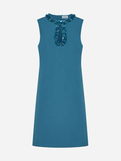 Shop P.a.r.o.s.h Puppy 3d Embroidered Dress In Turquoise