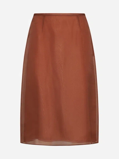 Shop Prada Silk Skirt In Rust