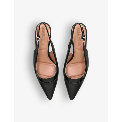 Shop Carvela Women's Black Countess Singback Grained Faux-leather Heeled Courts