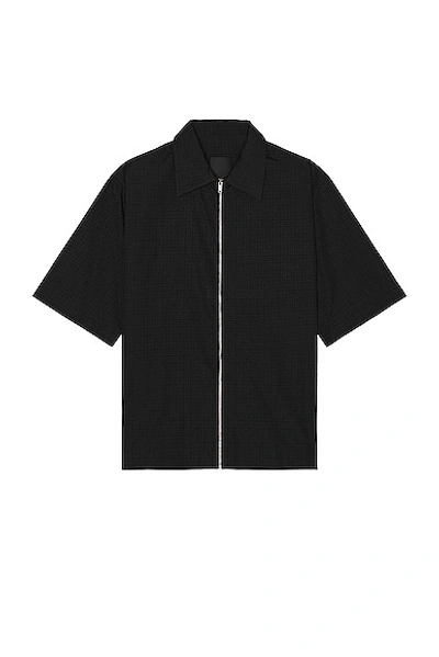 Shop Givenchy Short Sleeve Boxy Fit Zipped Shirt In Black