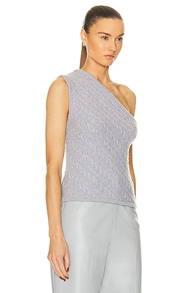 Shop Zeynep Arcay One Shoulder Braid Cashmere Top In Light Grey