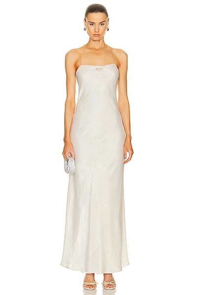 Miu Miu Crepe Lame Dress In Platino