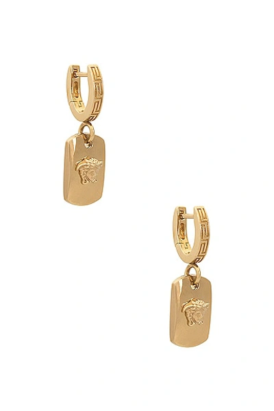 Shop Versace Square Earrings In Gold