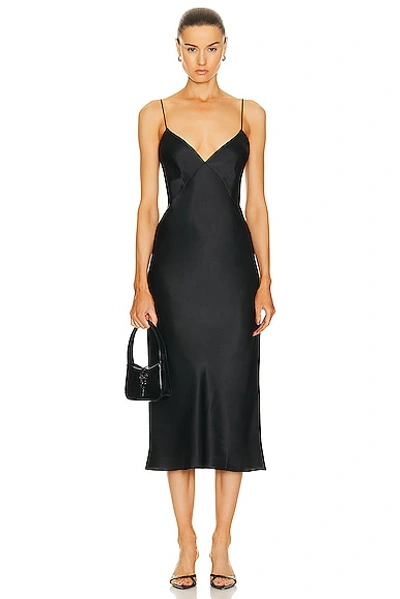 Shop Olivia Von Halle Issa Slip Dress In Jet Black