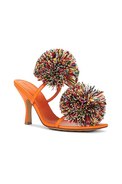 Bottega Veneta Adam Leather Two-band Pom Sandals In Papaya Multicolor
