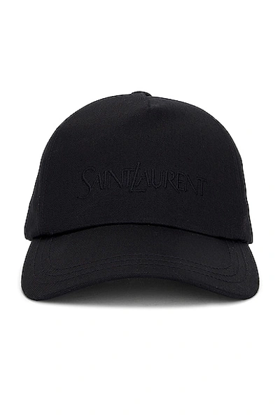 Saint Laurent Cotton And Linen Baseball Cap Men In Black