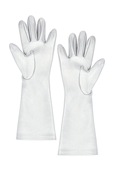 Shop Alaïa Gant Opera Gloves In Argent