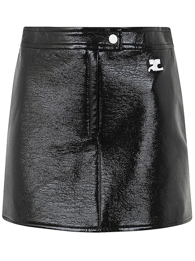 Shop Courrèges Reedition Vinyl Mini Skirt Clothing In Black