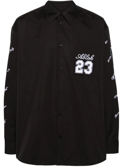 Shop Off-white 23 Heavycot Cotton Overshirt In Black White