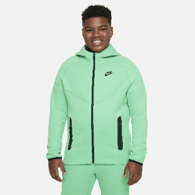 Shop Nike Sportswear Tech Fleece Big Kids' (boys') Full-zip Hoodie (extended Size) In Green