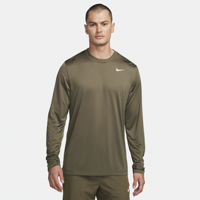 Shop Nike Men's Dri-fit Legend Long-sleeve Fitness Top In Green