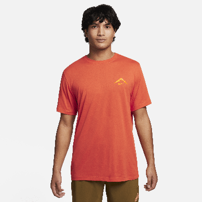 Shop Nike Men's Trail Dri-fit Trail Running T-shirt In Orange