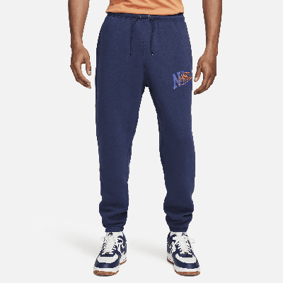 Shop Nike Men's Club Fleece Cuffed Pants In Blue