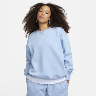 Shop Nike Women's  Sportswear Phoenix Fleece Oversized Crew-neck Sweatshirt In Blue