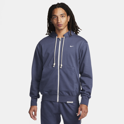 Shop Nike Men's Standard Issue Dri-fit Full-zip Basketball Hoodie In Blue