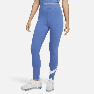 Shop Nike Women's  Sportswear Classics High-waisted Graphic Leggings In Blue