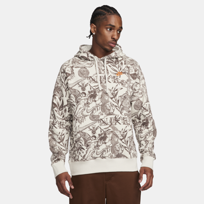Shop Nike Men's  Sportswear Club Fleece Pullover Printed Hoodie In Grey