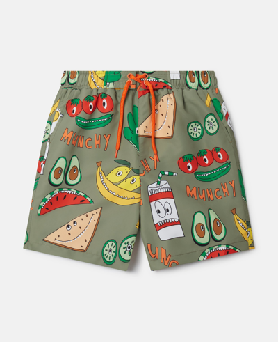 Shop Stella Mccartney Crunchy Lunchy Swim Shorts In Green