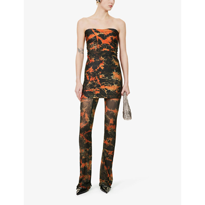 Shop Knwls Women's Acid Flame Skinn Abstract-pattern Stretch-woven Mini Dress