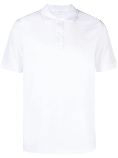 Shop Prada Piqué Polo Shirt In White