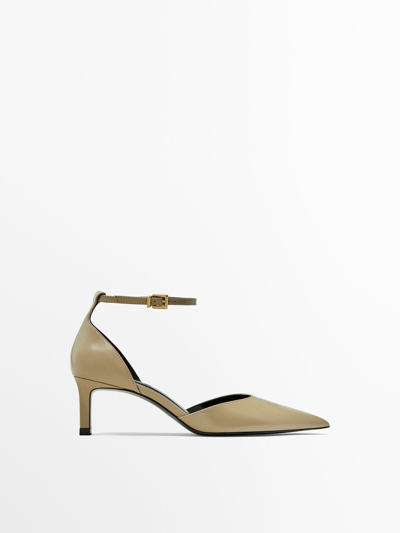 Shop Massimo Dutti High-heel Shoes With Ankle Straps In Brown