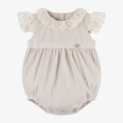 Shop Artesania Granlei Baby Girls Beige Embroidered Tulle Shortie