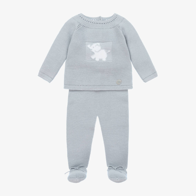 Shop Artesania Granlei Grey Elephant Knitted 2 Piece Babygrow