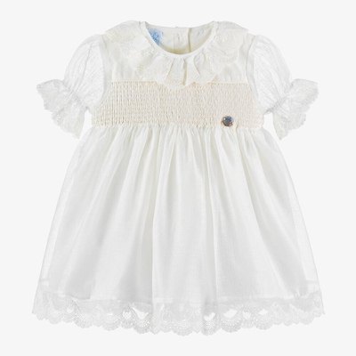 Shop Artesania Granlei Baby Girls Ivory Crêpe Chiffon Dress