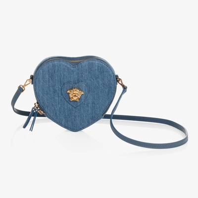 Shop Versace Girls Blue Denim Medusa Handbag (17cm)