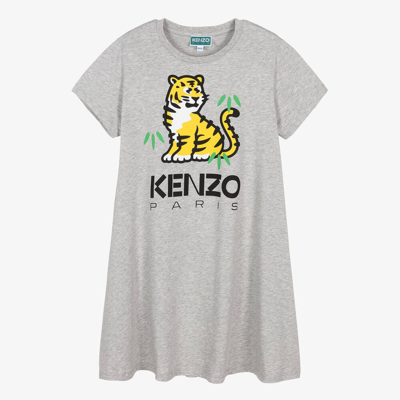 Shop Kenzo Kids Teen Girls Grey Marl Kotora Cotton Dress