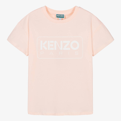 Shop Kenzo Kids Teen Girls Pink Organic Cotton T-shirt