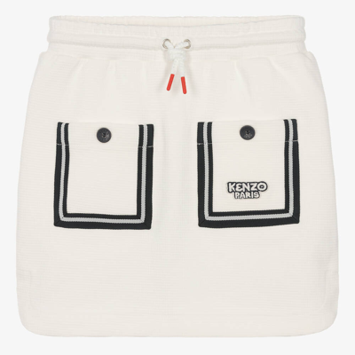 Shop Kenzo Kids Teen Girls Ivory Cotton Skirt