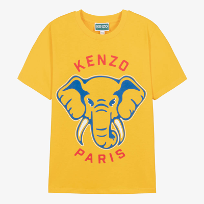 Shop Kenzo Kids Teen Yellow Elephant Cotton T-shirt
