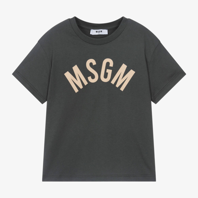 Shop Msgm Grey Cotton Club Paradiso T-shirt