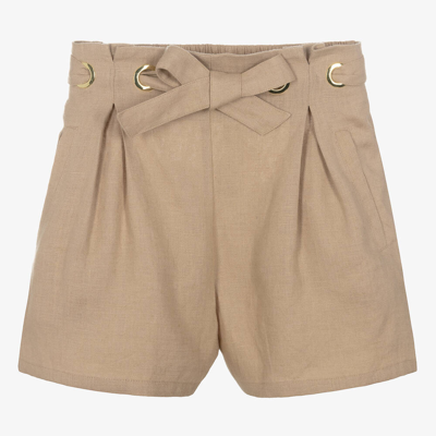 Shop Chloé Teen Girls Beige Linen Shorts