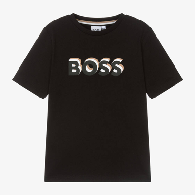 Shop Hugo Boss Boss Boys Black Cotton T-shirt