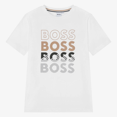 Shop Hugo Boss Boss Teen Boys White Cotton T-shirt