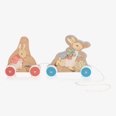 Shop Rainbow Designs Peter Rabbit Wooden Pull Along Toy (29cm) In Blue
