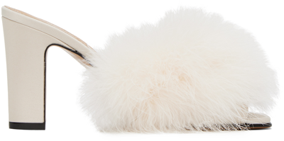 Shop Maison Margiela Off-white Feather Mules In T2021 Ecru