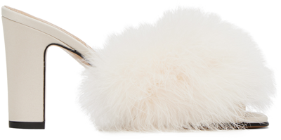 Maison Margiela 90mm Feather-embellished Mules In T2021 Ecru