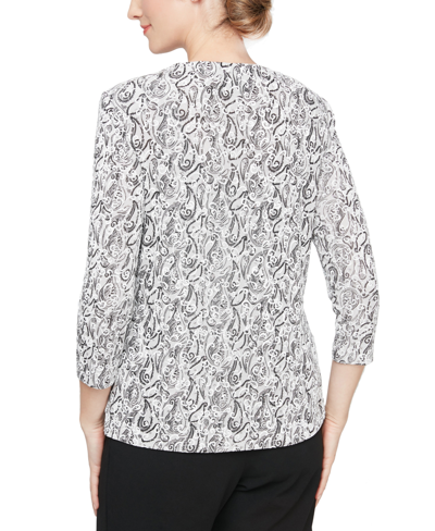 Shop Alex Evenings Women's Printed Glitter-knit Tank Top & 3/4-sleeve Jacket Twinset In Dove