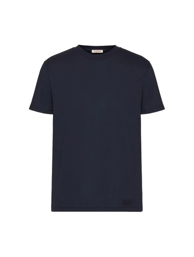 Shop Valentino Logo-appliqué Cotton T-shirt In Blue