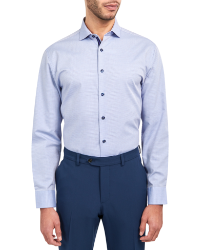 Shop Michelsons Of London Men's Regular-fit Dobby Dot-print Dress Shirt In Blue