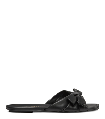 Stuart Weitzman Cece Twisted Leather Ring Slide Sandals In Black