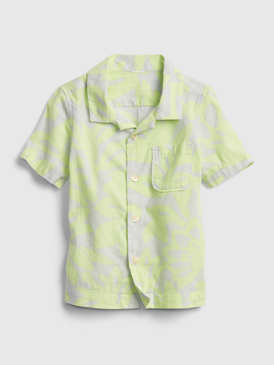 Shop Gap Toddler Print Woven Shirt In Superlime Green