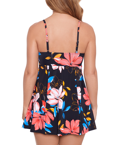 Shop Swim Solutions Women's Floral-print Empire Swim Dress, Created For Macy's In Floral Park